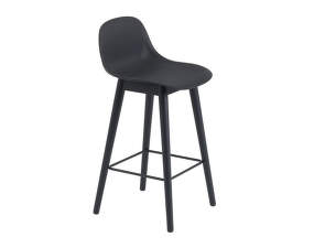 Barová stolička Fiber Stool 65cm s opierkou, Wood base, black