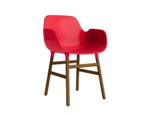 Stolička Form s podpierkami rúk, bright red/walnut