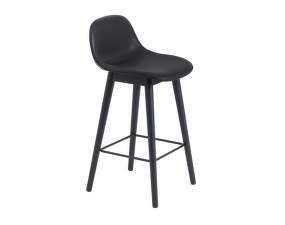 Barová stolička Fiber Stool 65cm, Wood Base, black leather