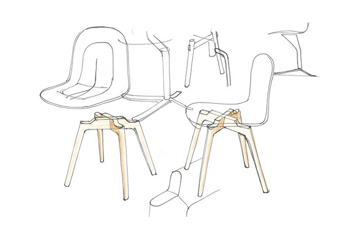 Skica židle Visu od Mika Tolvanen