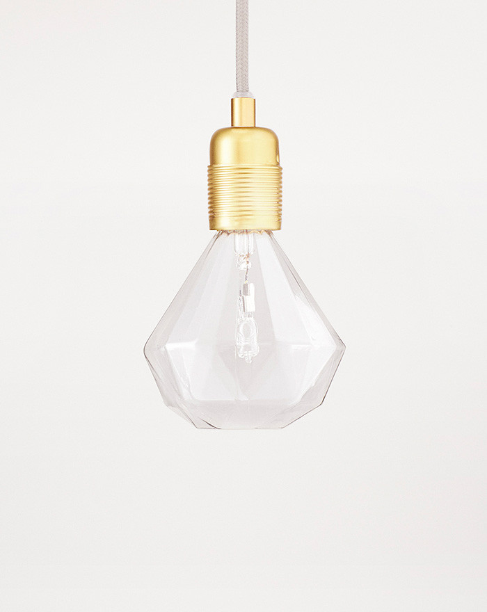 E27 Pendant, Brass + Diamond Lights