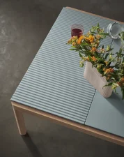 Konferenčný stolík Couple 2 Tiles Plain/Wavy, pale blue / oak