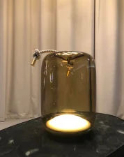 Stolová lampa Knot Cilindro Table PC1078, smoke grey / brass