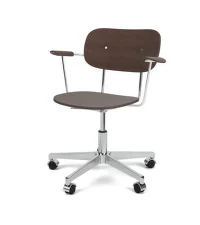 Kancelárska stolička Co Task Chair s podrúčkami, polished aluminium/dark oak