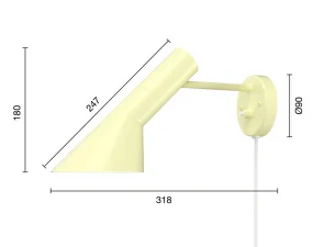 Nástenná lampa AJ, soft lemon