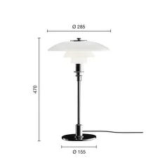 Stolná lampa PH 3/2, high lustre chrome plated