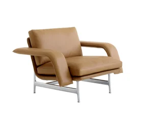 Kreslo Meantime AV29, cognac/polished aluminium