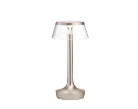 Prenosná lampa Bon Jour Unplugged, matte chrome/transparent