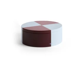 Úložný box Tin Container Round, burgundy and ice blue
