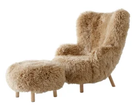 Kreslo Petra VB3 a pouf ATD1, oak/sheepskin Honey
