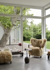 Pouf Wulff ATD3, oak/sheepskin Honey