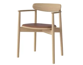 Jedálenská stolička Merge s podrúčkami White Oak, cognac