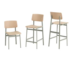 Barová stolička Loft 65 cm, dusty green/oak