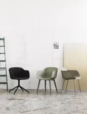 Stolička Fiber Armchair Wood Base, grey