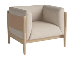 Kreslo Dive White Oak, Monza beige/nature leather