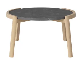 Konferenčný stolík Mix Ø65, white oiled oak/pietra grey marble
