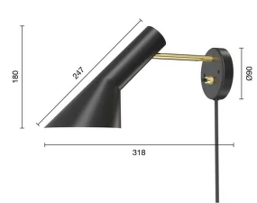 Nástenná lampa AJ, black/brass