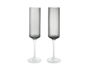 Poháre na šampanské Ripple Flutes set 2 ks, smoked grey