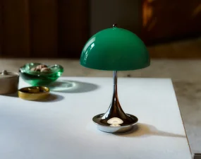 Prenosná lampa Panthella 160 V3, chrome original opal green