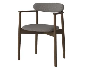 Čalúnená jedálenská stolička Merge s podrúčkami Dark Oak, steel grey