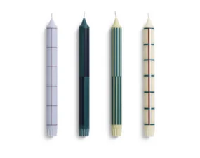 Sviečky Pattern Candle set 4ks, green and silver