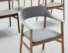 Stolička Herit Armchair Oak čalúnená, grey
