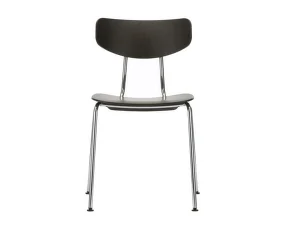 Stolička Moca, dark oak seat / chrome base