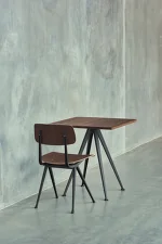 Kaviarenský stolík Pyramid Table 21, Ø70 x 74 cm, black powder coated steel / smoked solid oak