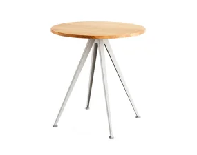 Kaviarenský stolík Pyramid Table 21, Ø70 x 74 cm, beige powder coated steel / oiled solid oak
