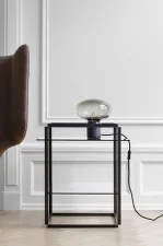 Stolná lampa Karl-Johan Table Lamp, Black Marquina w. Smoked Glass