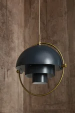 Závesná lampa Multi-Lite Small, midnight blue/brass