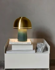 Prenosná lampa Raku SH8, Blue Green & Brass