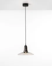 Závesné svietidlo Shadows XL PC939, smoke brown / black stained oak
