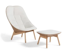 Kreslo Uchiwa Quilt s otomanom, lacquered solid oak / Mode 009 / Silk Sil0258