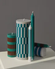 Sviečka Column Candle Large, light grey and green