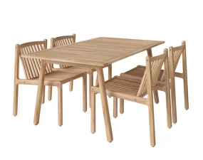 Záhradný set Patio so 4 stoličkami, untreated solid teak