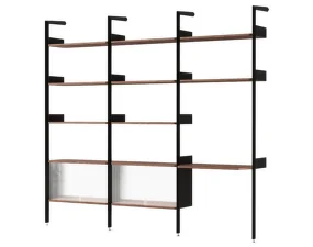 Policová zostava Rombe Konfigurácia J, anthracite/lacquered walnut