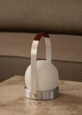 Prenosná lampa Carrie Leather Handle, brushed aluminium