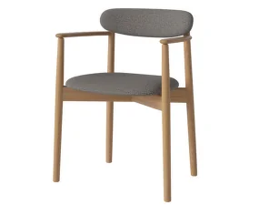 Čalúnená jedálenská stolička Merge s podrúčkami Oiled Oak, steel grey