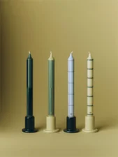 Sviečky Pattern Candle set 4ks, green and silver