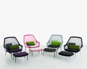Kreslo Slow & Ottoman, black/polished