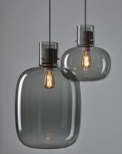 Závesné svietidlo Awa Medium PC1129, smoke grey / walnut