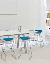 Barová stolička AAS 38 Low Black Powder Coated Steel, azure blue