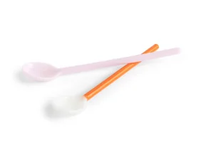 Sklenené lyžičky Glass Spoons Duo set 2ks, light pink and bright orange