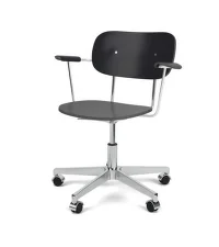 Kancelárska stolička Co Task Chair s podrúčkami, polished aluminium/black oak