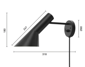 Nástenná lampa AJ, black