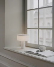 Prenosná stolná lampa Margin, white canvas