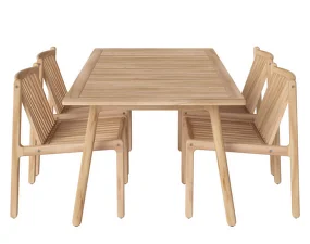 Záhradný set Patio so 4 stoličkami, untreated solid teak