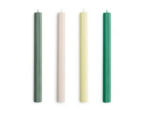 Sviečky Hexagon Candle set 4ks, greens and whites