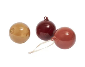 Vianočné banky Glass Baubles M set 3 ks, roseate opaque